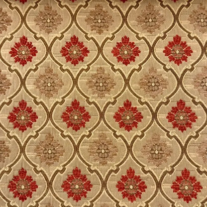 Beige Ogee Medallion Jacquard Flat Roman Shade, CL1191