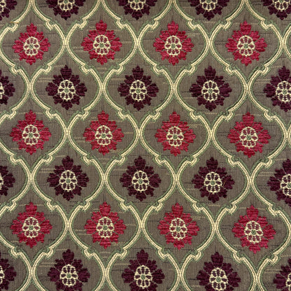 Khaki Sage Green Damask Jacquard Flat Roman Shade, CL1191