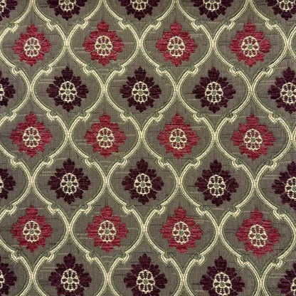 Beige Ogee Medallion Jacquard Flat Roman Shade, CL1191