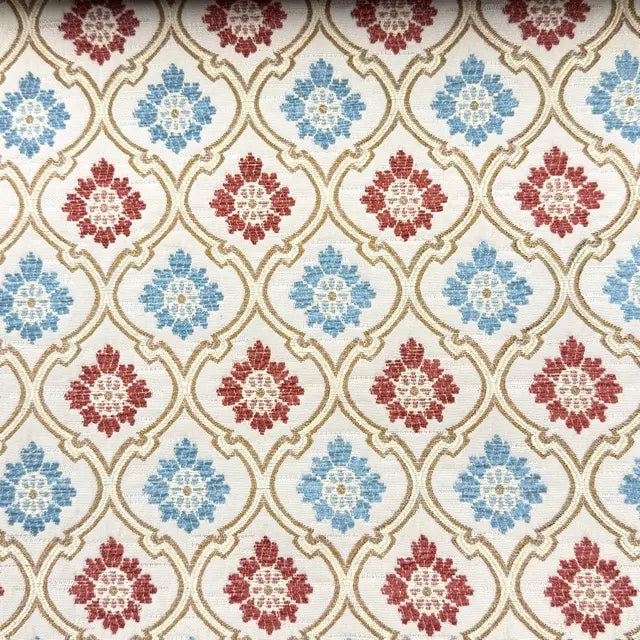 Beige Ogee Medallion Jacquard Flat Roman Shade, CL1191