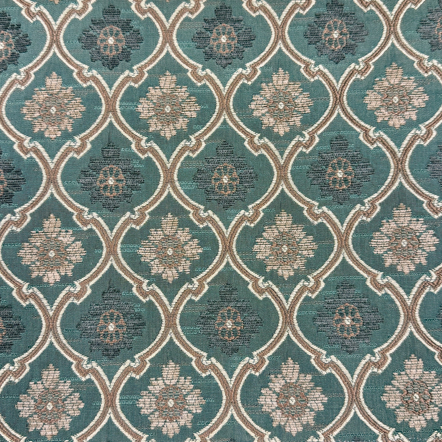 Khaki Sage Green Damask Jacquard Flat Roman Shade, CL1191