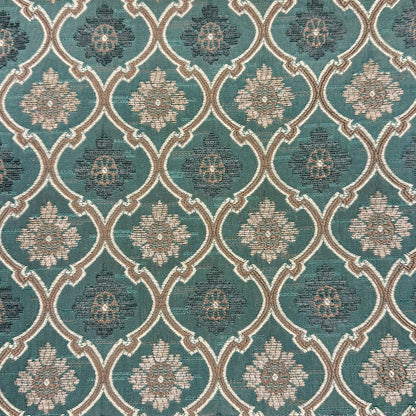 Khaki Sage Green Damask Jacquard Flat Roman Shade, CL1191