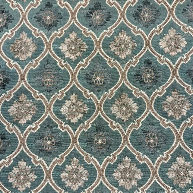Beige Ogee Medallion Jacquard Flat Roman Shade, CL1191