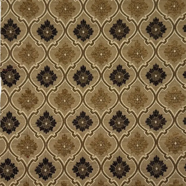 Beige Ogee Medallion Jacquard Flat Roman Shade, CL1191