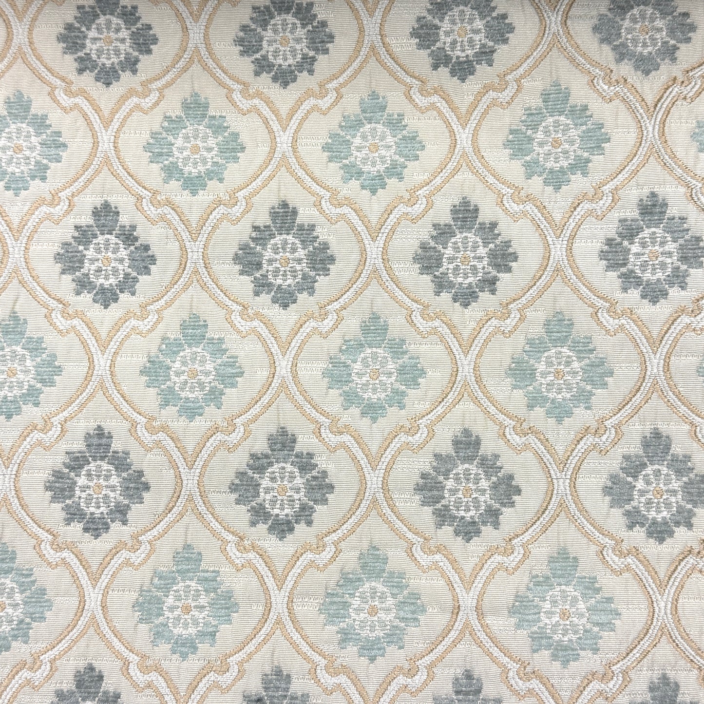 Khaki Sage Green Damask Jacquard Flat Roman Shade, CL1191