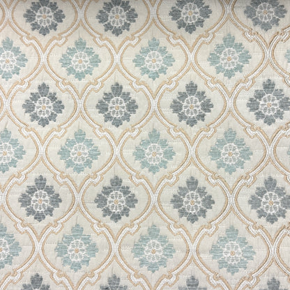 Khaki Sage Green Damask Jacquard Flat Roman Shade, CL1191