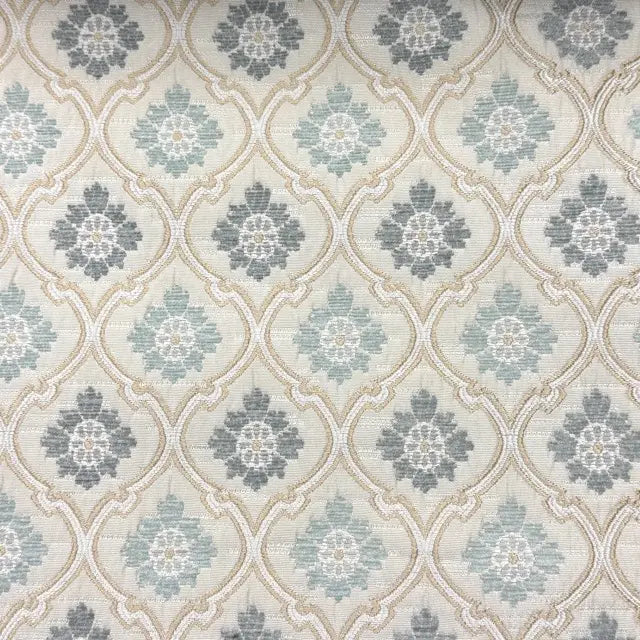Beige Ogee Medallion Jacquard Flat Roman Shade, CL1191