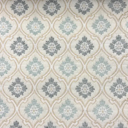 Beige Ogee Medallion Jacquard Flat Roman Shade, CL1191