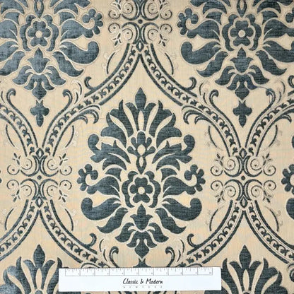 Luxury Textured Velvet Damask Fabric Flat Roman Shade, CL1194