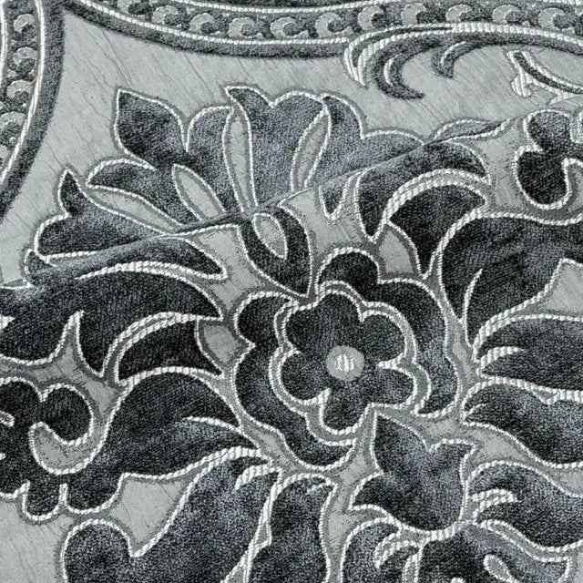Luxury Textured Velvet Damask Fabric Flat Roman Shade, CL1194