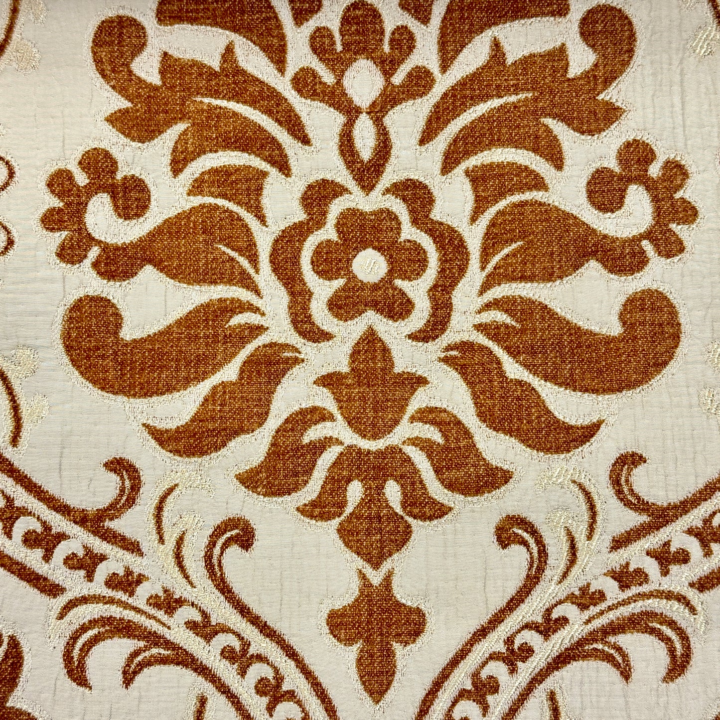 Gold Brown Velvet Jacquard Flat Roman Shade, CL1194