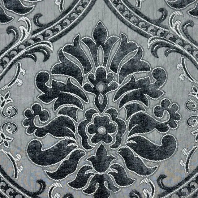 Luxury Textured Velvet Damask Fabric Flat Roman Shade, CL1194
