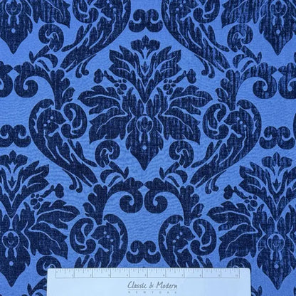 Luxe Tonal Damask Velvet Drapery & Upholstery Fabric Flat Roman Shade, CL1196