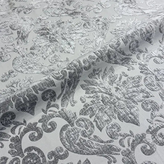 Luxe Tonal Damask Velvet Drapery & Upholstery Fabric Flat Roman Shade, CL1196