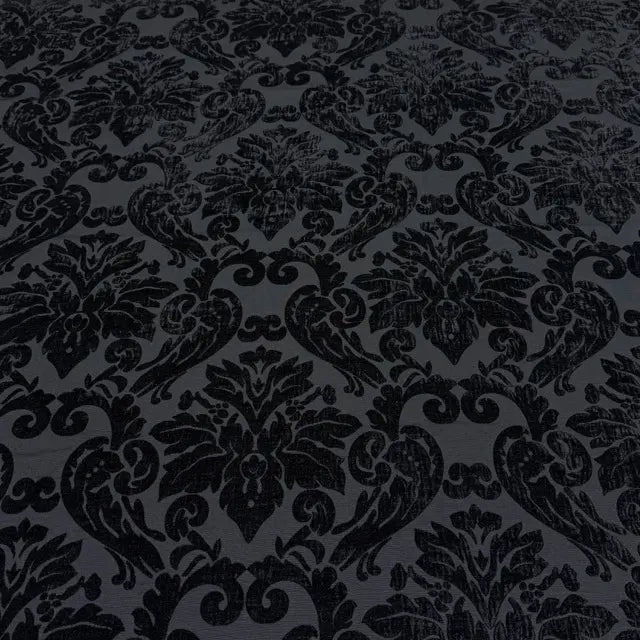Luxe Tonal Damask Velvet Drapery & Upholstery Fabric Flat Roman Shade, CL1196