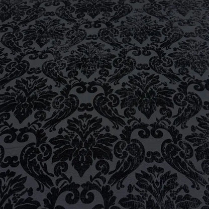 Luxe Tonal Damask Velvet Drapery & Upholstery Fabric Flat Roman Shade, CL1196