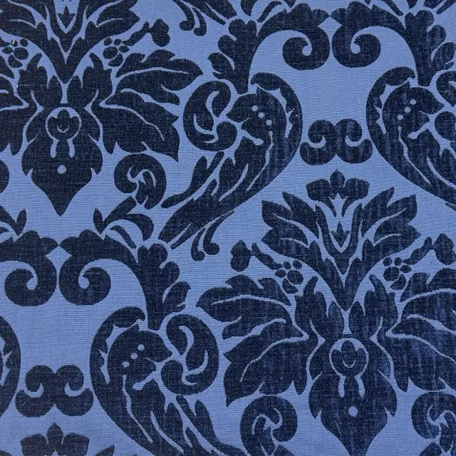 Navy Damask Velvet Classic Flat Roman Shade, CL1196