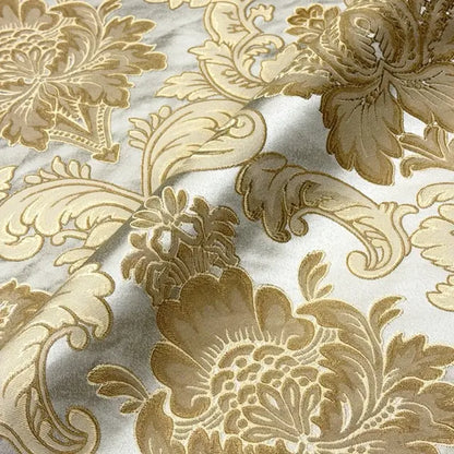 Luminous Floral Damask Jacquard Fabric Flat Roman Shade, CL1197