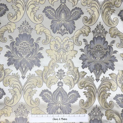 Luminous Floral Damask Jacquard Fabric Flat Roman Shade, CL1197