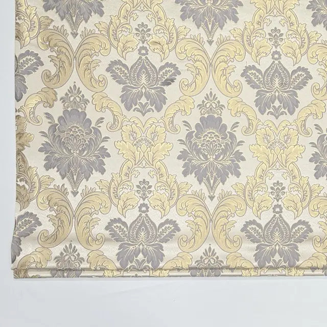 Luminous Floral Damask Jacquard Fabric Flat Roman Shade, CL1197