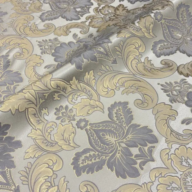 Luminous Floral Damask Jacquard Fabric Flat Roman Shade, CL1197