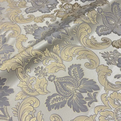 Luminous Floral Damask Jacquard Fabric Flat Roman Shade, CL1197