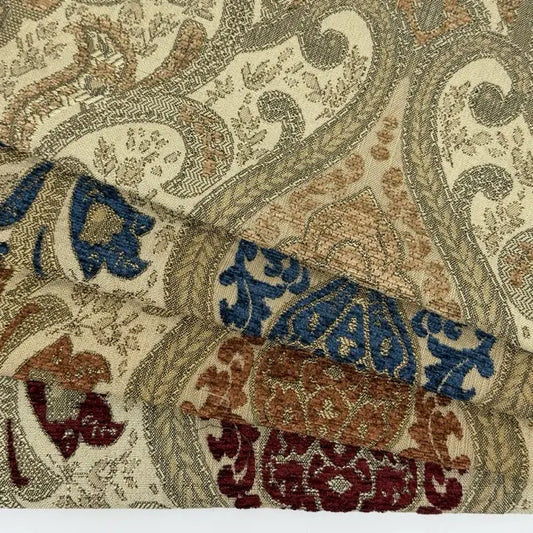 Classic Medallion Tapestry Jacquard Fabric Flat Roman Shade | CL1198