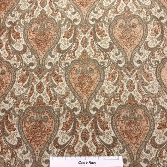 Classic Medallion Tapestry Jacquard Fabric Flat Roman Shade, CL1198