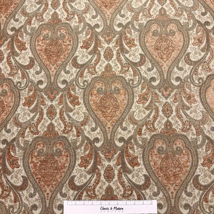 Classic Medallion Tapestry Jacquard Fabric Flat Roman Shade, CL1198