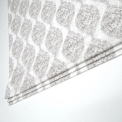Damask Floral Gray Cotton Duck Flat Roman Shade, CL1201