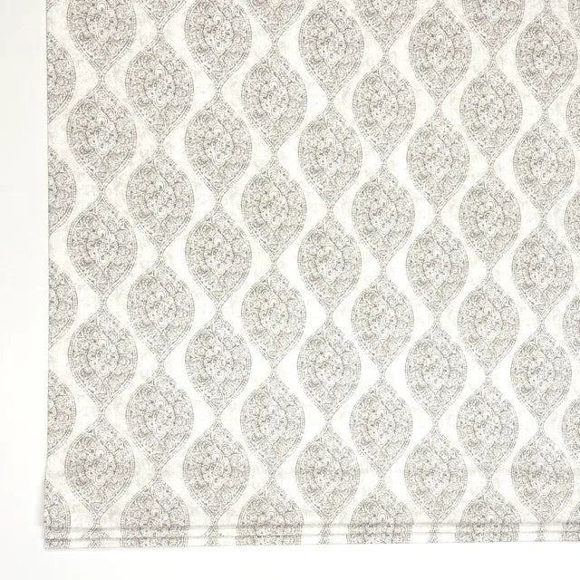 Damask Floral Gray Cotton Duck Flat Roman Shade, CL1201