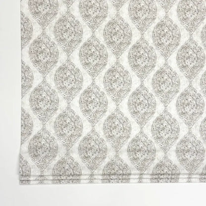 Damask Floral Gray Cotton Duck Flat Roman Shade, CL1201