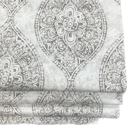 Damask Floral Gray Cotton Duck Flat Roman Shade, CL1201