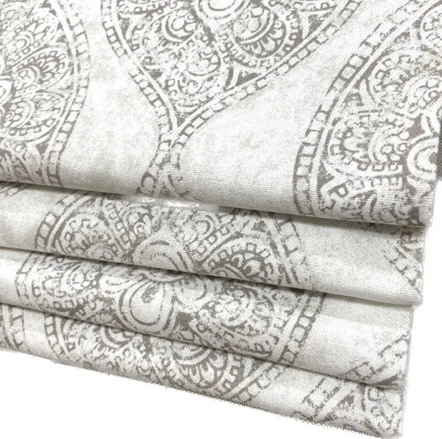 Damask Floral Gray Cotton Duck Flat Roman Shade, CL1201