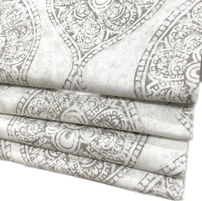 Damask Floral Gray Cotton Duck Flat Roman Shade, CL1201
