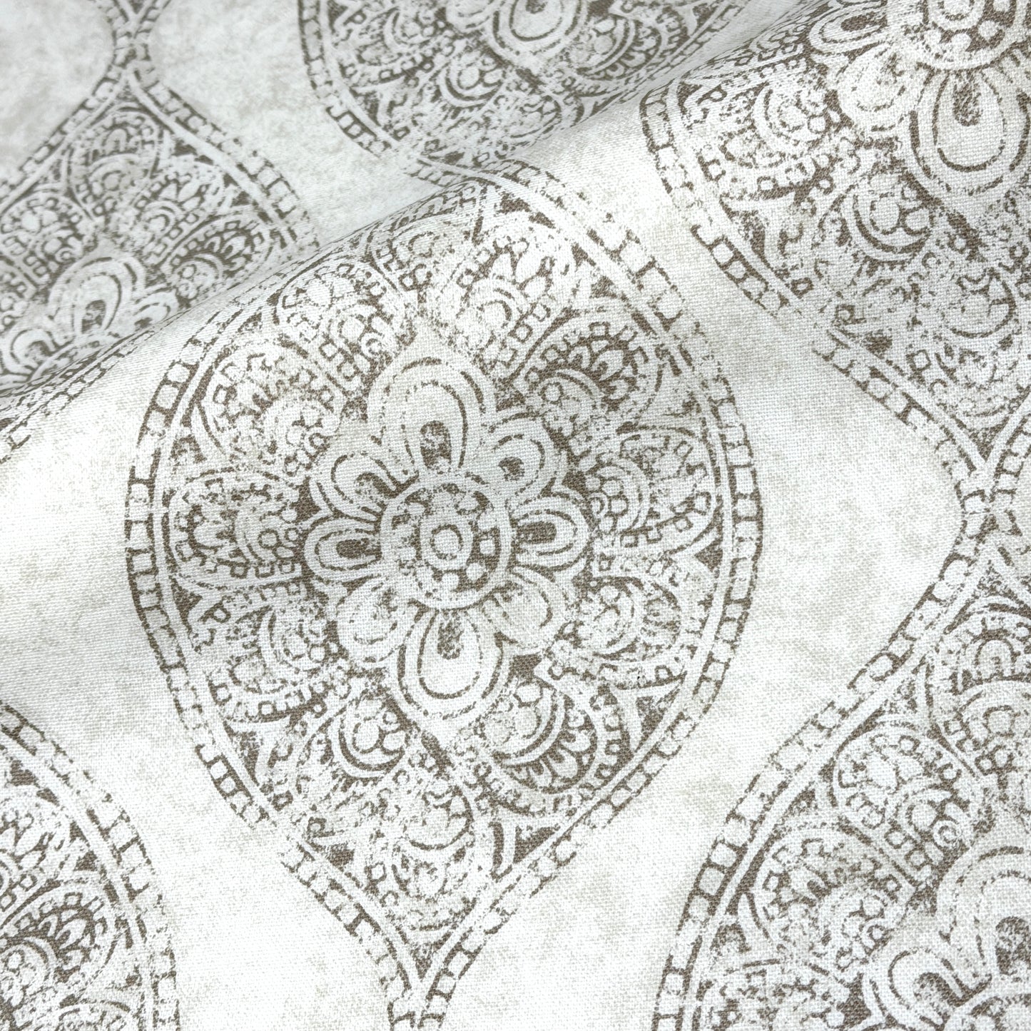 Damask Floral Gray Cotton Duck Flat Roman Shade, CL1201