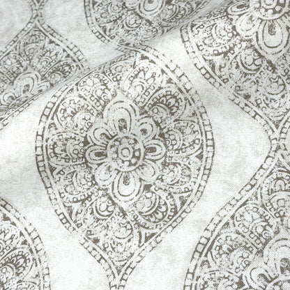 Damask Floral Gray Cotton Duck Flat Roman Shade, CL1201