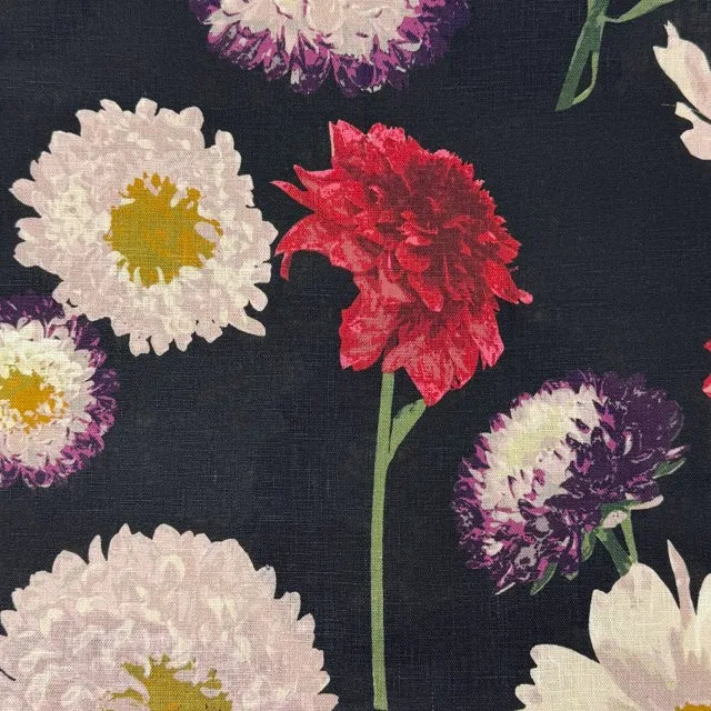 Botanical Bloom 100% Linen Floral Fabric By The Yard, 58"Width, CL1204