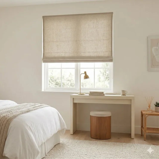 Heavy Weight 100% Linen Flat Roman Shade, CL1205