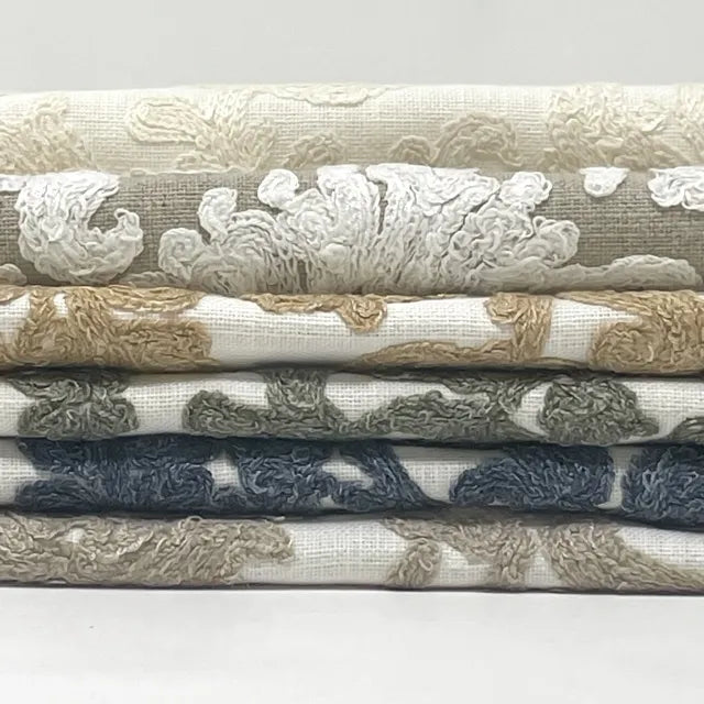 Embroidered Floral Damask Drapery Fabric by The Yard  | 54"Width | CL1208