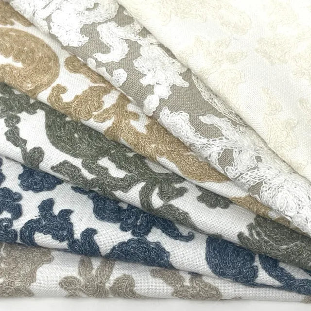 Embroidered Floral Damask Drapery Fabric by The Yard  | 54"Width | CL1208