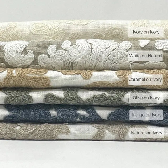 Embroidered Floral Damask Drapery Fabric by The Yard  | 54"Width | CL1208