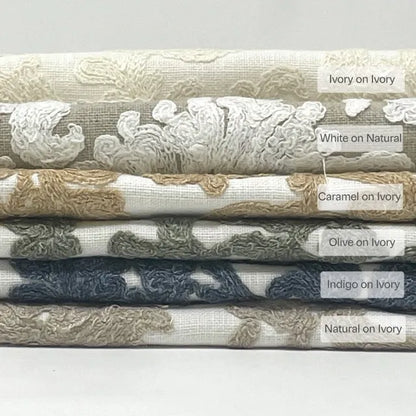 Embroidered Floral Damask Drapery Fabric by The Yard  | 54"Width | CL1208