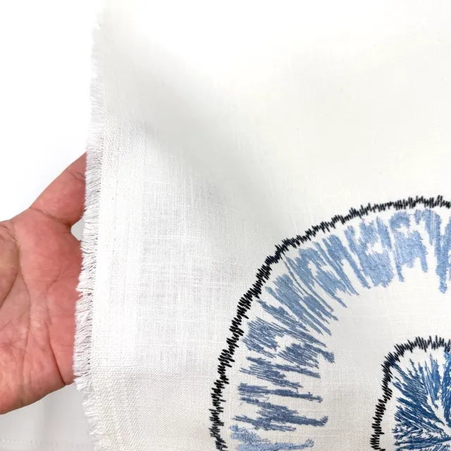 Retro Stitch Sunburst Embroidery Linen Blend Fabric, 54"Width, CL1018