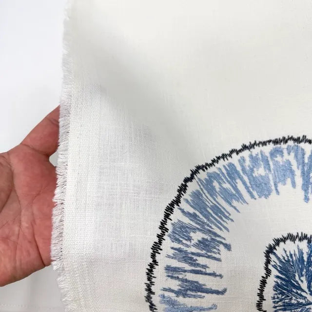 Retro Stitch Sunburst Embroidery Linen Relaxed Roman Shade, CL1018