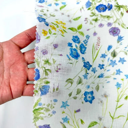 Floral Print 100% Linen Fabric By The Yard | 58"Width | CL1021