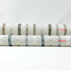 Sheer Linen Embroidery Stripe Farmhouse Flat Casual Roman Shade / CL1033