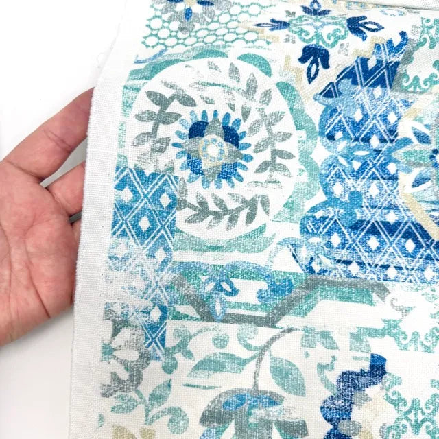 Bohemian Medallion Mosaic Geometric Print Linen Blend Fabric by the Yard, 54" Width, CL1036
