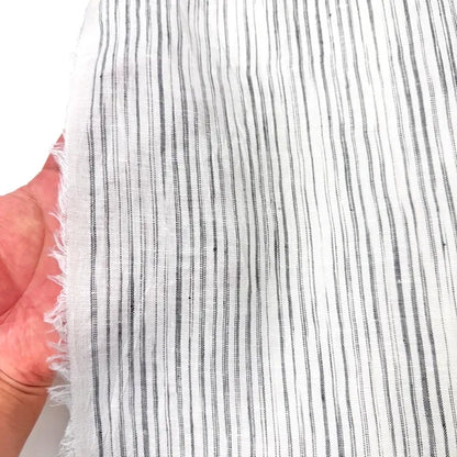 Narrow Irregular Stripe 100% Natural Linen Custom Made Flat Roman shade | CL1039