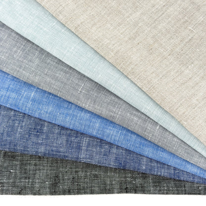 Ciel Double Width 100% Natural Linen Fabric Flat Roman Shade, CL1056